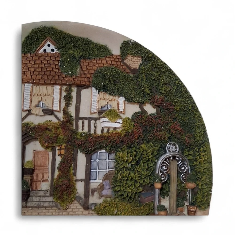 Vintage 3D Decorative Plate,‎ Sunny 1996 Swiss Cottage Farm Country House